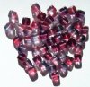 50 6x6mm Crystal, Cranberry, & Montana Cube Beads